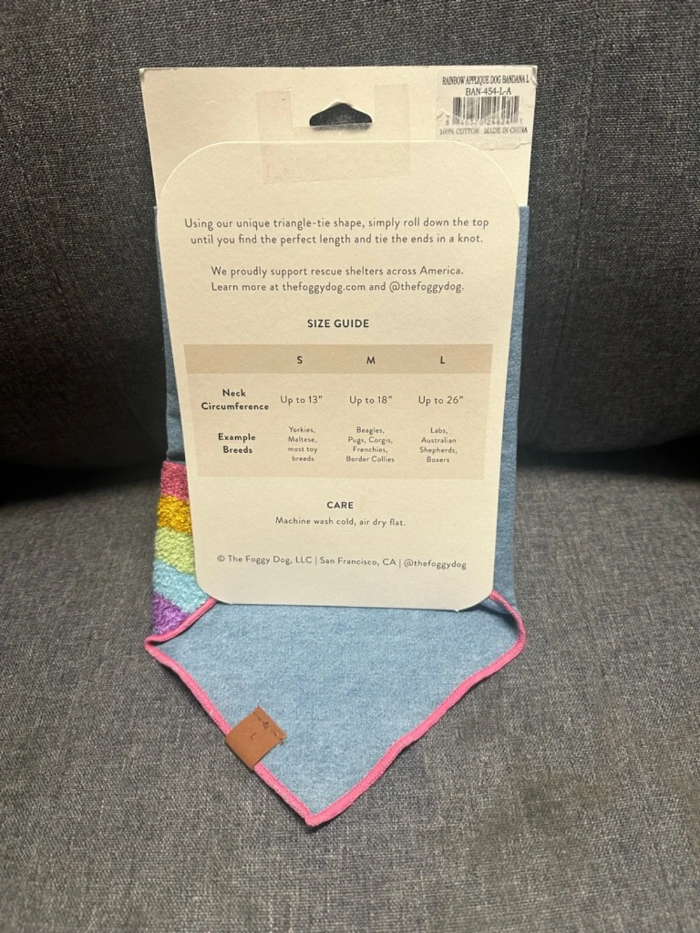 The Foggy Dog Rainbow Applique Dog Bandana